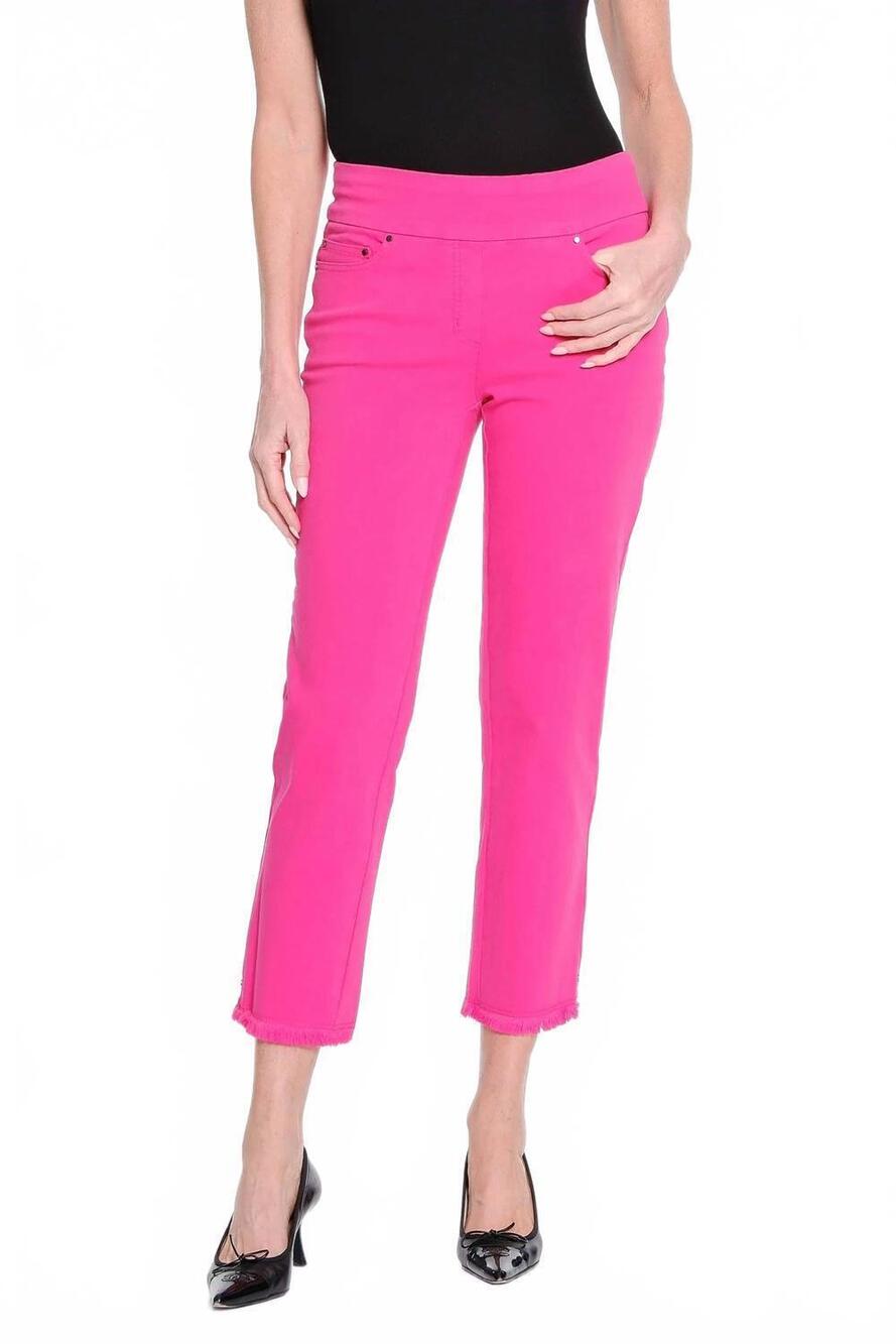 NEW MULTIPLES fringe hem pull on pant in candy pink